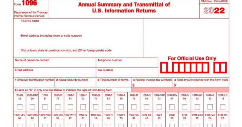 what is a 1096 tax form